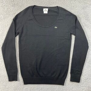 Lacoste Women's Black Cotton‎ Scoop Neck Sweater Size L(US) / 10(EU) VTG NWT